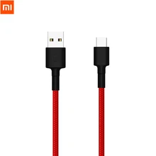 Xiaomi USB-C Тип-C кабель для быстрой зарядки с металлической корпус соединителя плетеный провод 100 см Поддержка Max QC3.0 3A для смарт телефона