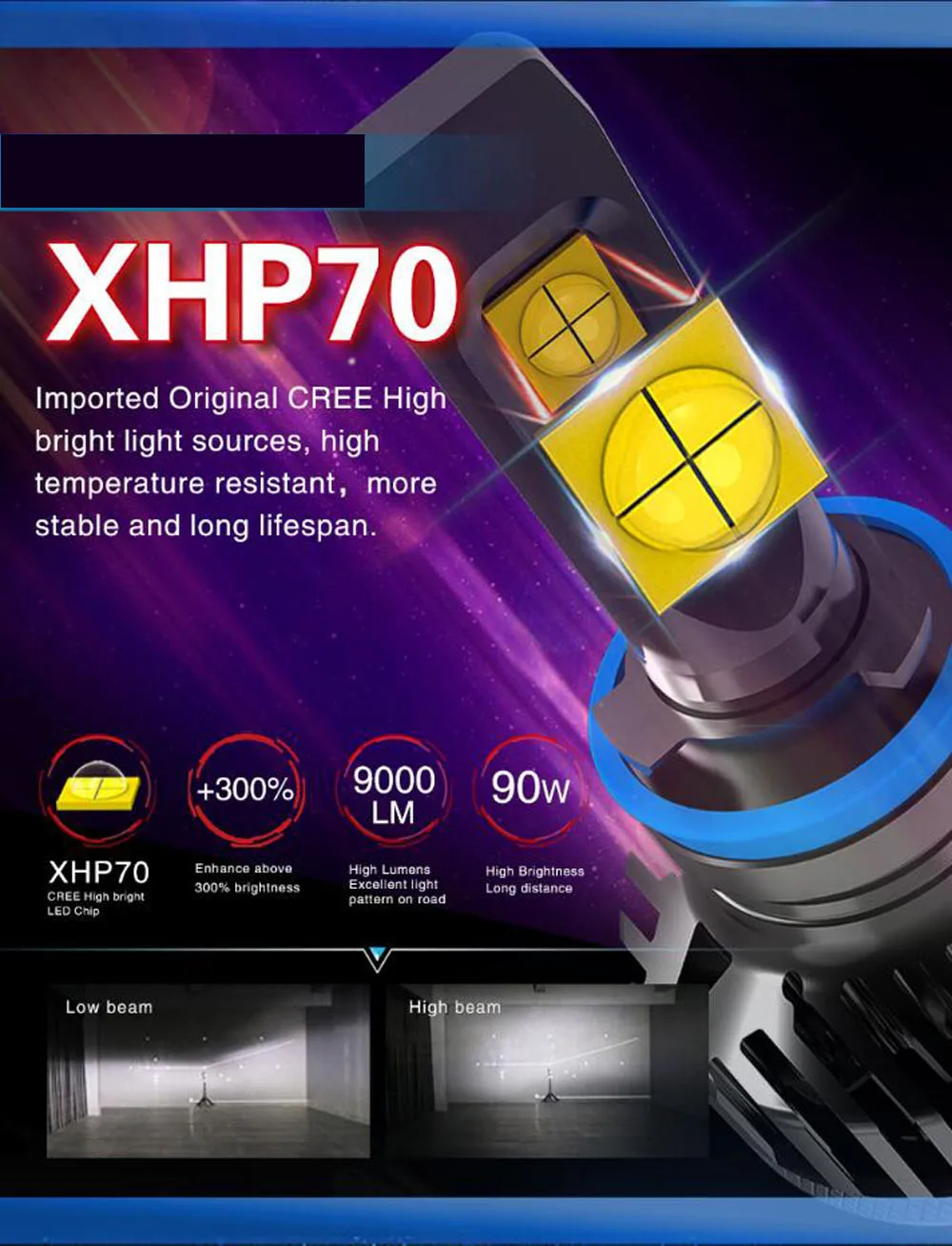 1 комплект H8 H9 H11 H16(JP) XHP70 объектив чипы GT Автомобильный светодиодный фонарь 90 Вт 9000лм высокая яркость EMC турбо вентилятор передние лампы 6000 К Белый