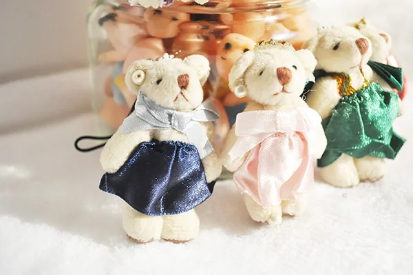 

vintage teddy bear with dress mini plush toy pendant doll birthday gift collection