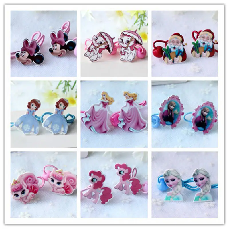 2pcs/lot Frozen Children's Doll Accessories Hair Accessories Cartoon Princess Minnie Sophia Hair rope 2pcs/lot Frozen Children's Doll Accessories Hair Accessories Cartoon Princess Minnie Sophia Hair rope