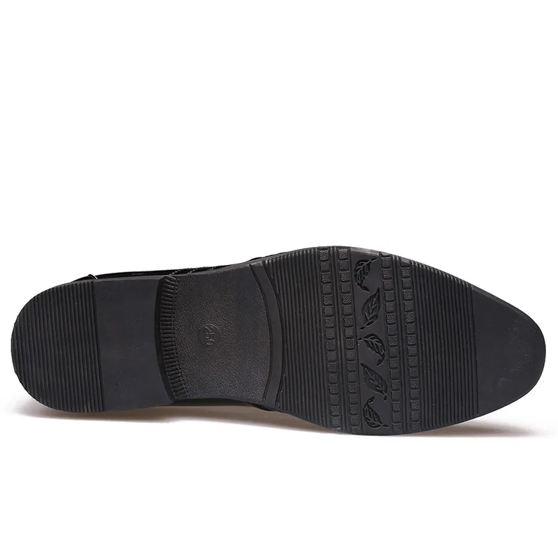 Noir Cuir Peluche Hiver Pointu Chaud Richelieus Chaussures Bout Hommes brown Black Robe En Brun HqPUqz