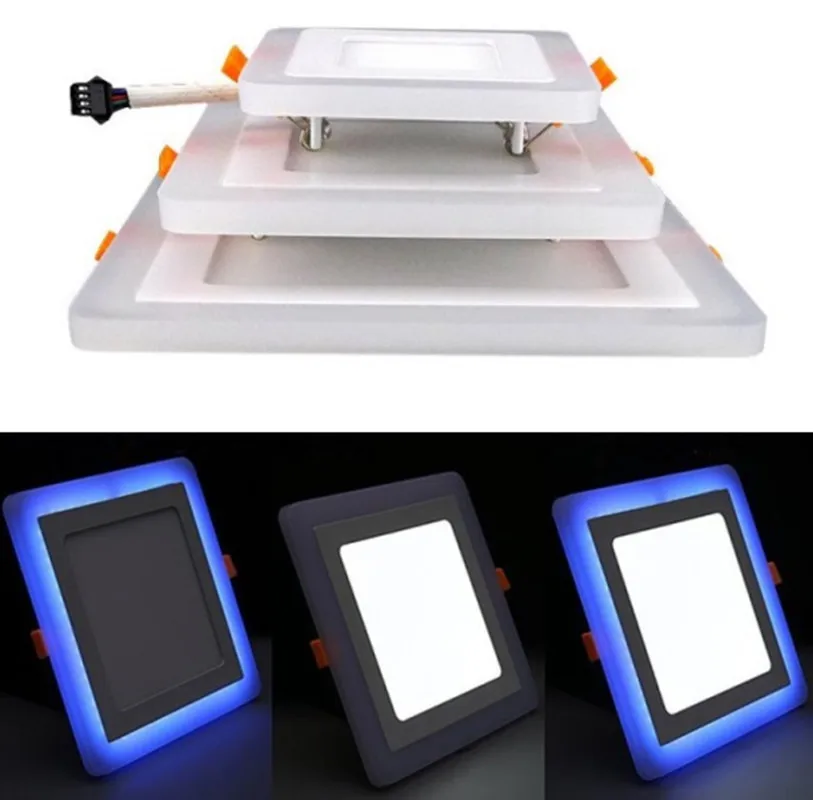 

2018 New Arrival Double Color LED Panel Light White Blue 3 Model LED Ceiling Downlight Square LED Spot Down Light 10pcs DHL Free