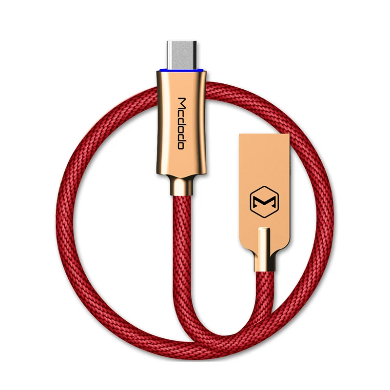 Mcdodo usb type C кабель QC3.0 Быстрая зарядка нейлоновый Плетеный USB C кабель для передачи данных для samsung S8 Xiaomi huawei Oneplus 5t type-c кабель - Цвет: red