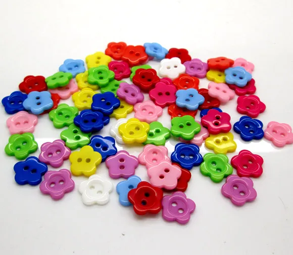 

200Pcs Multicolor Resin Flower Shape Apparel Sewing Buttons For Kids Clothes Scrapbooking Decorative Handicraft DIY Accessories