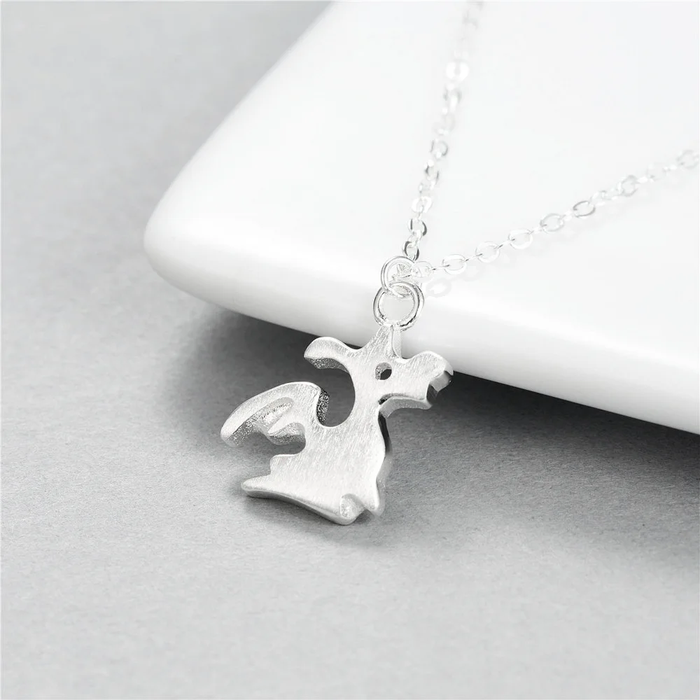 Flying Cute Dinosaur Dragon women 100% 925 Sterling silver nacklace Jewellery Clavicle chain pendant charms Bijoux Femme