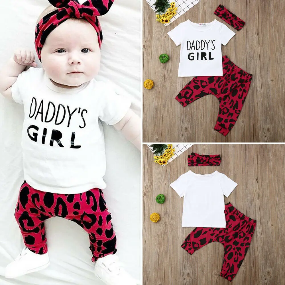 

Newborn Kid Baby Girl 0-18M Leopard print Clothes Tops T Shirt Pants Tracksuit Outfits