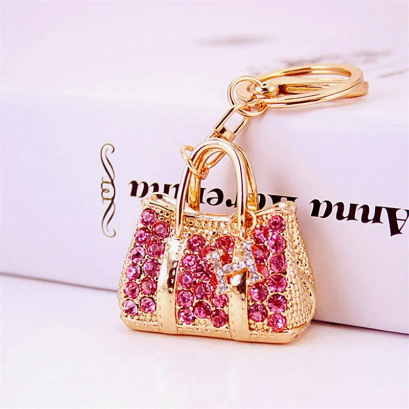 

New Creative Rhinestone Handbag Key Chain Fashion Keychain Women Bag Charm Pendant Car Keyring Metal Key Ring Wholesale
