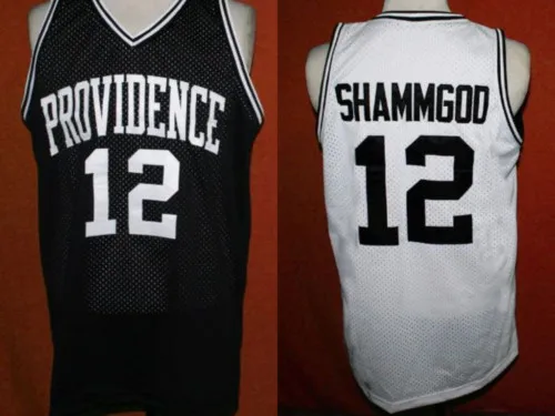 

#12 God Shammgod Providence Black White Throwback basketball jersey Embroidery Stitched Customize any name and number