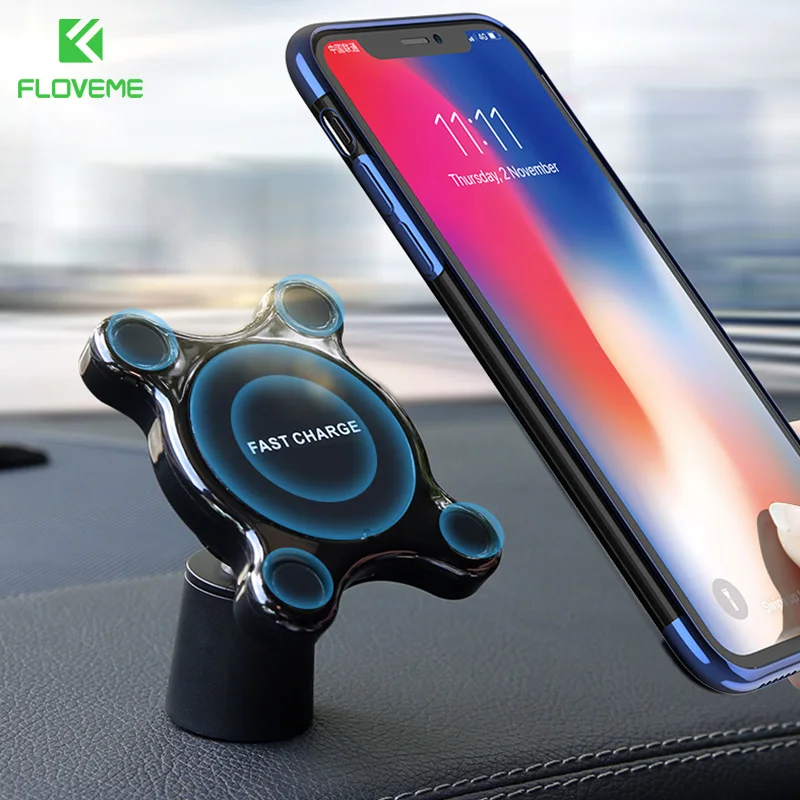 FLOVEME Car Wireless Charger For iPhone X XR XS Max Samsung S9 S8 Note 9 8 Magnet Car Holder Bracket Wireless Charger Car       