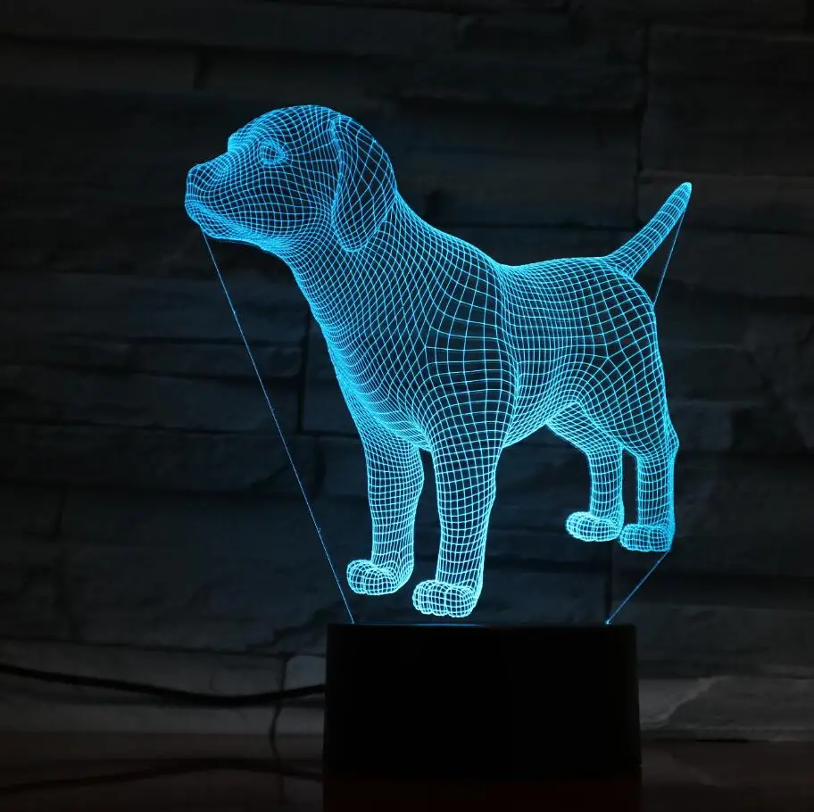 Cute Lovely 3D Dog Night Lamp LED Lighting with Multi colors Desk Lamp