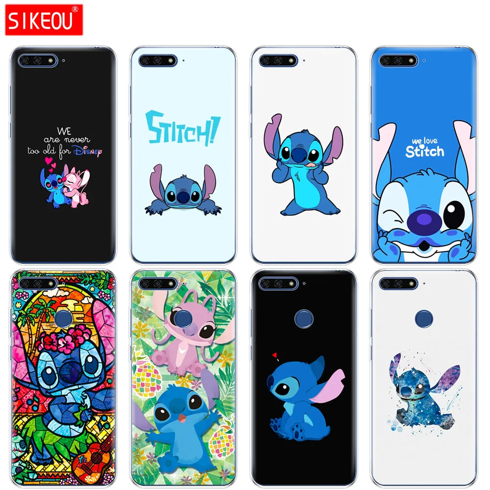 Silicone Cover Phone Case For Huawei Honor 7A PRO 7C Y5 Y6 Y7 Y9 2017 2018 Prime cute cartoon Lilo Stitch |