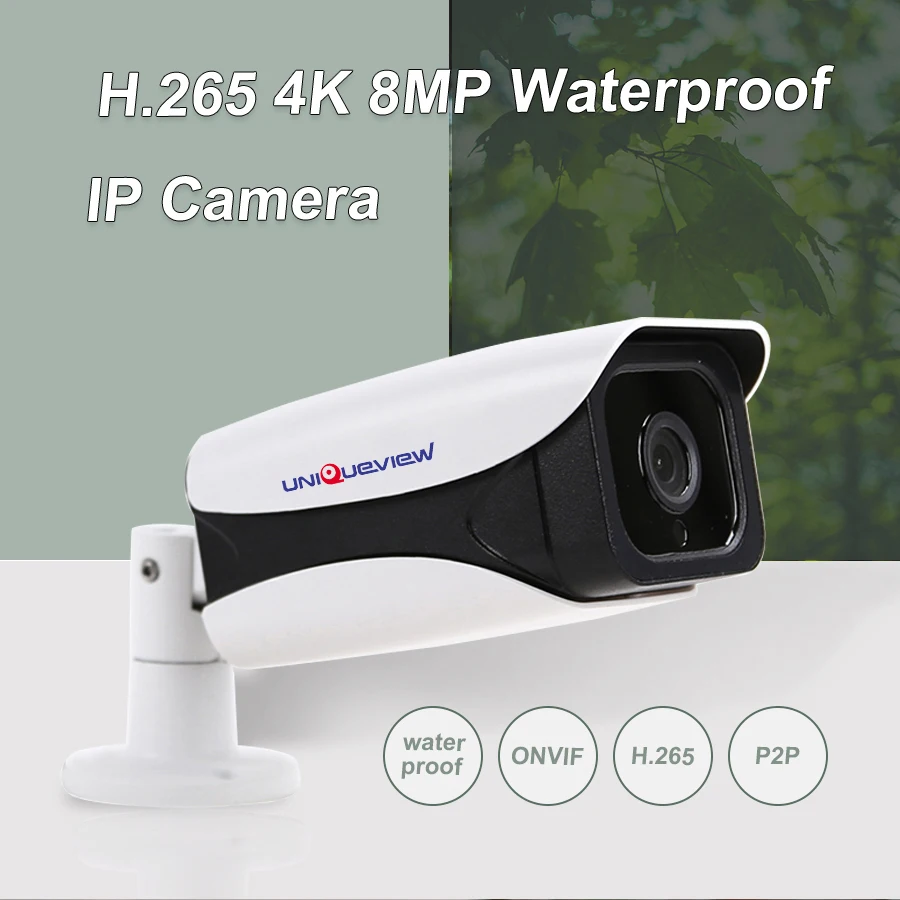 H.265 ONVIF 8MP 4K POE, сетевые IP CCTV уличная, инфракрасная, цилиндрическая Водонепроницаемая камера видеонаблюдения