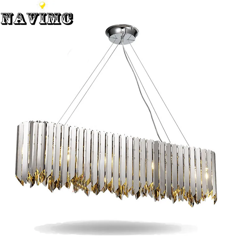 Modern Gold/Silver Stainless Steel Rectangular Pendant Light for Dining Room Restaurant Bar Post Modern Pendant Lamp