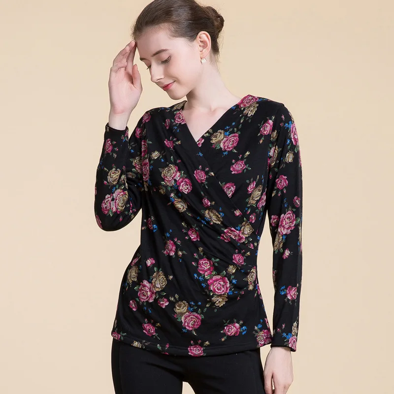 Printed Double Woolen Sweater Female Cross V