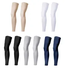 Унисекс Лето Защита от ультрафиолета ледяной шелк наколенник сплошной цвет полная длина сжатие нескользящий Спорт Бег Велосипедный спорт с длинными рукавами