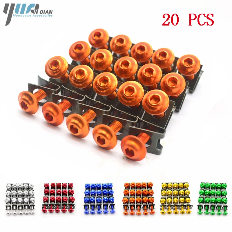 20 PCS Motorcycle M6 Fairing Bolts Screws For Kawasaki Z750 versys 650 kx250f SUZUKI GSXR 600/750 GSX-R 600/750 2006 2007 2008