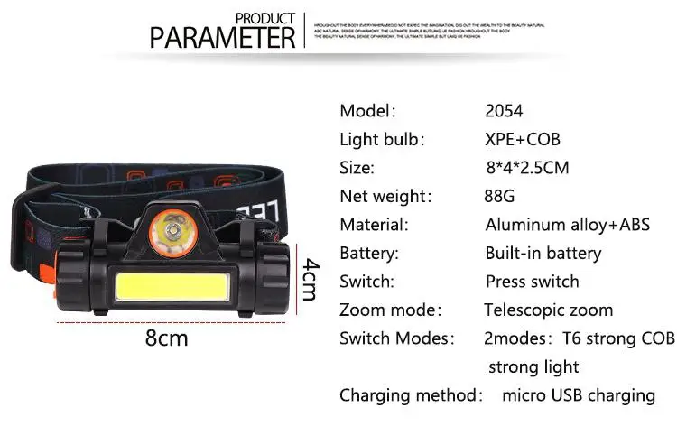 HobbyLane LED XPE + COB фара T6 налобный фонарь масштабируемый фонарик со светодиодным