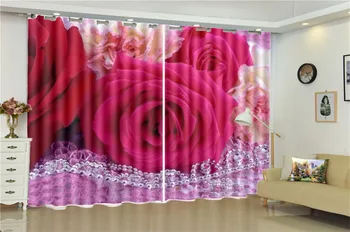 

3d Curtain Delicate Rose Diamond Jewelry 3d Flower Curtain Decoration Indoor Living Room Bedroom Kitchen Window Blackout Curtain