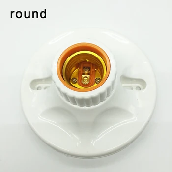 

E27 LED Light Bulb Holder Round Square Fitting Socket Switch E27 Base Retardant PBT Hanging Lamp Socket For Home 6A 110V-220V
