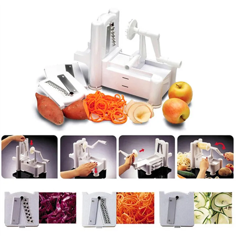 Food Chopper Spiral Slicer Powerful Manual Hand Held Chooper/Mixer/Blender for kitchen knife