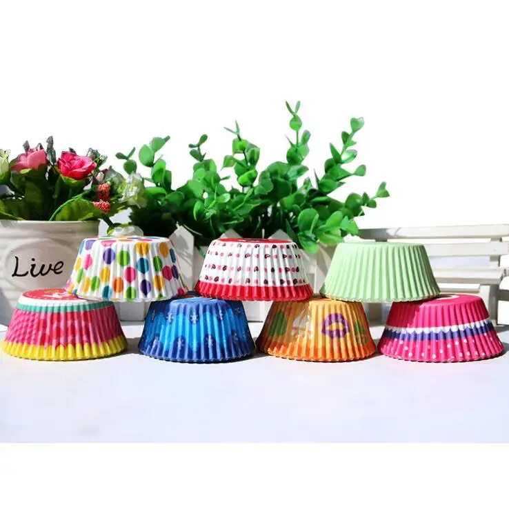 100pcs/set Paper Cake Cup Colorful Dessert Baking Cupcake Mold Muffin