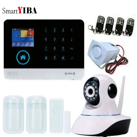 

SmartYIBA 2G WIFI RFID GSM Home Security Alarm System With EN RU SP PL FR Switchable Touch Keypad APP Remote Control alarm Kit