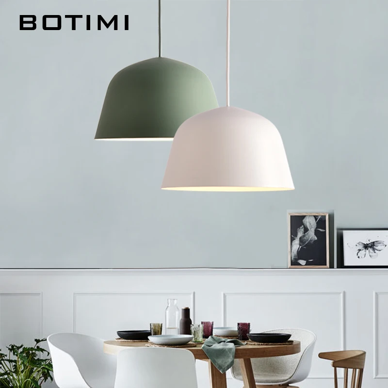 

BOTIMI Colorful Macaron Pendant Lights For Dining Round Iron E27 Kitchen Lamp Metal LED Hanging Lamp Restaurant Lighting Fixture