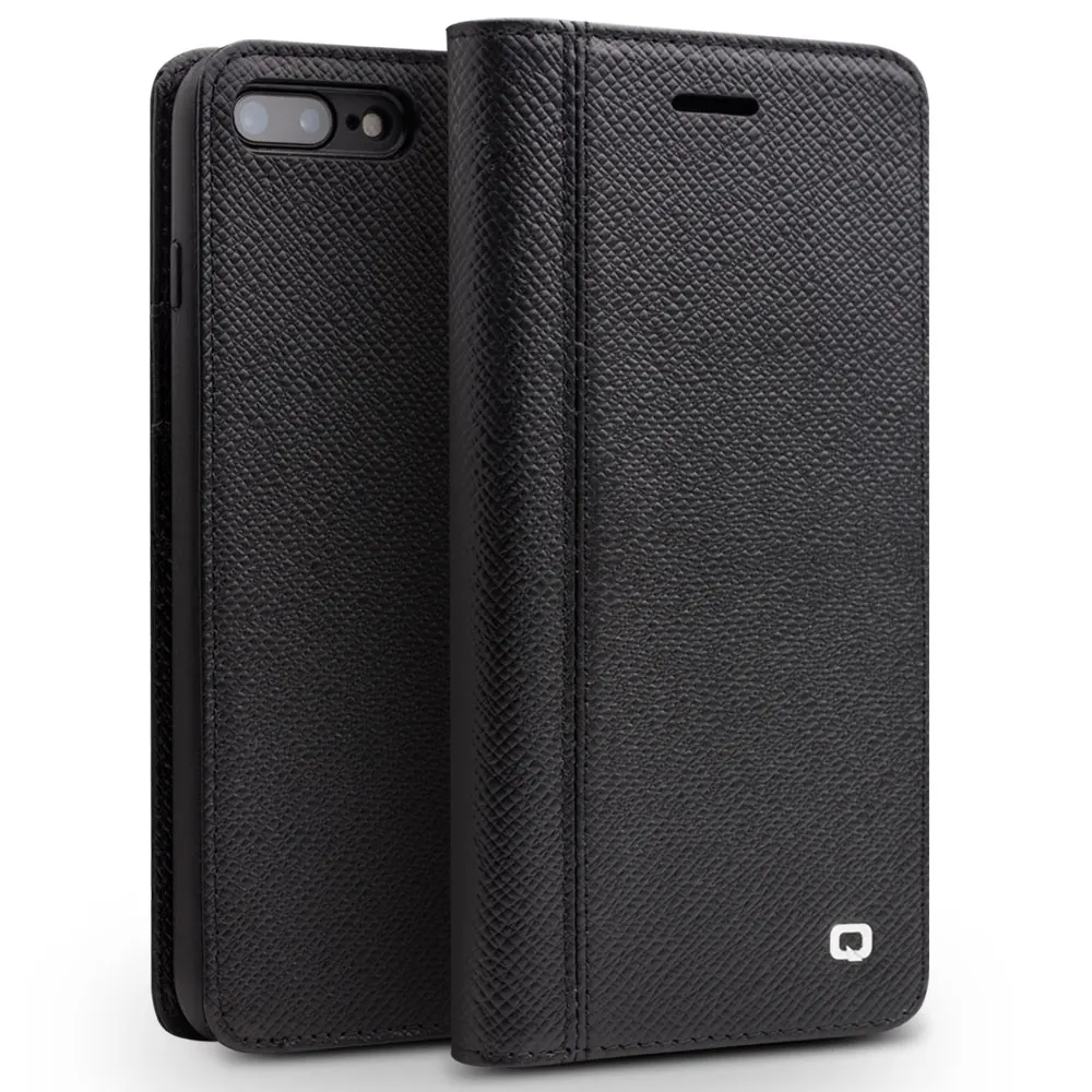 

QIALINO Genuine Leather Card Slot Flip Phone Case for Apple for iPhone 7/8 Fashion Business Style Back Cover for iPhone 7/8 Plus