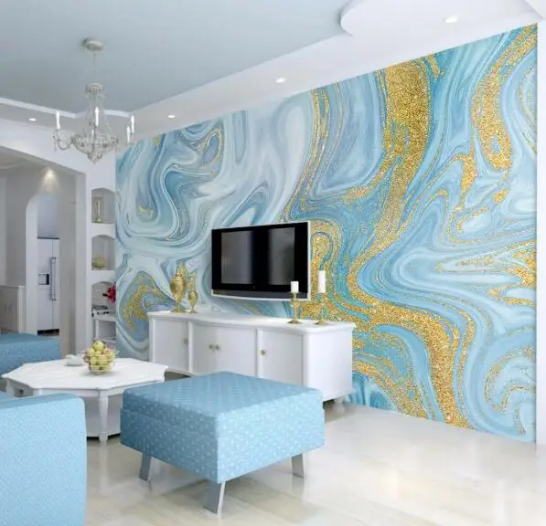 

Luxurious Gold Print Blue Texture Marble Wallpaper Murals 3d Wall Photo Mural for Bedroom 3d Wall Murals 3D Marble Wall paper