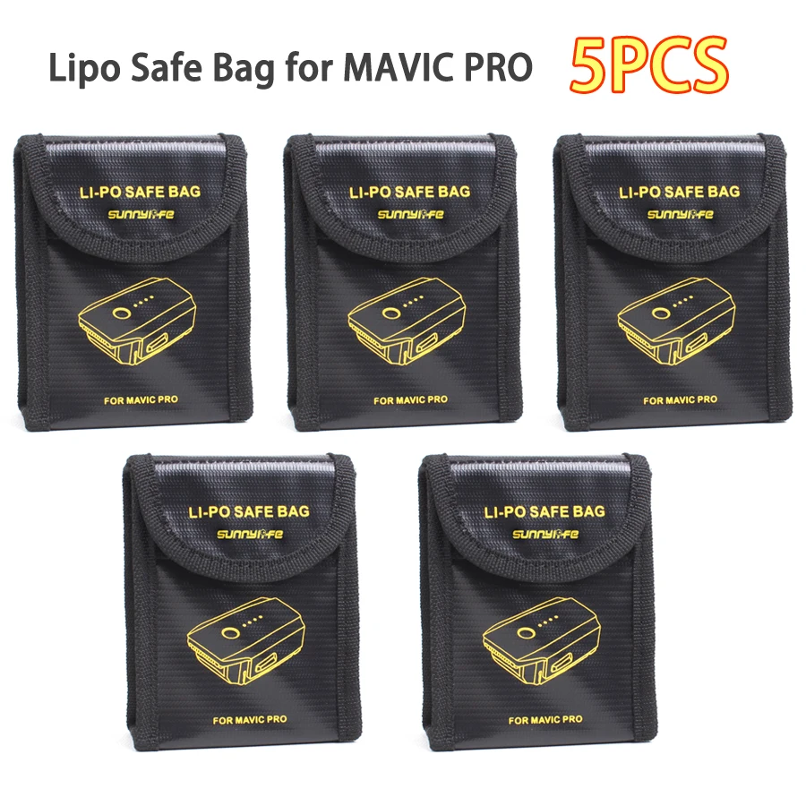 5PCS Lipo Safe Bag Battery Explosion proof Protective Bag Fireproof Fiber Storage Box for DJI MAVIC