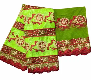 

Fashion bazin riche fabric cotton embroidered bazin riche fabric brode lace with french net lace fabric 5+2yards/lot KY-29