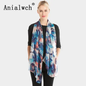 

Simple small leaf Leaves chiffon Female shawls and scarf LIC 2020 luxury brand red warm scarves for women handkerchief girl B001