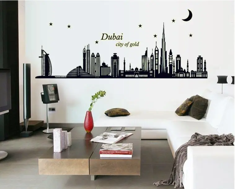 Noctilucentes Dubai Paisaje Urbano Muro Etiqueta De La Decoracion