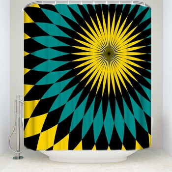

New Arrival Waterproof Ethnic Tribe Pattern Shower Curtain Polyester Fabric Green Black Yellow Bathroom Curtains for Home Decor
