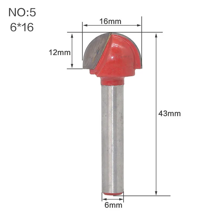1 шт., 6 мм хвостовик, инструменты с ЧПУ, твердосплавные круглые носовые биты, круглый нос, коута, ядро, коробка, фрезы, шейкер, резак, инструменты для деревообработки - Длина режущей кромки: NO5