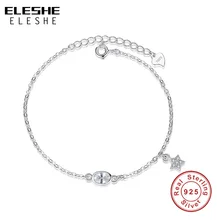 ELESHE 925 пробы серебряный браслет с цирконием, CZ регулируемый браслет-цепочка для женщин, модные ювелирные изделия