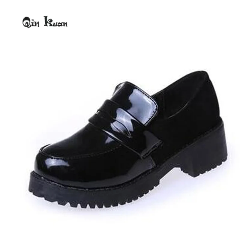 

Qin Kuan Women Sweet Daily Cosplay Shoes Lolita PU Patent Leather Ladies High Heels Pumps Stiletto Shoes Size 35-40
