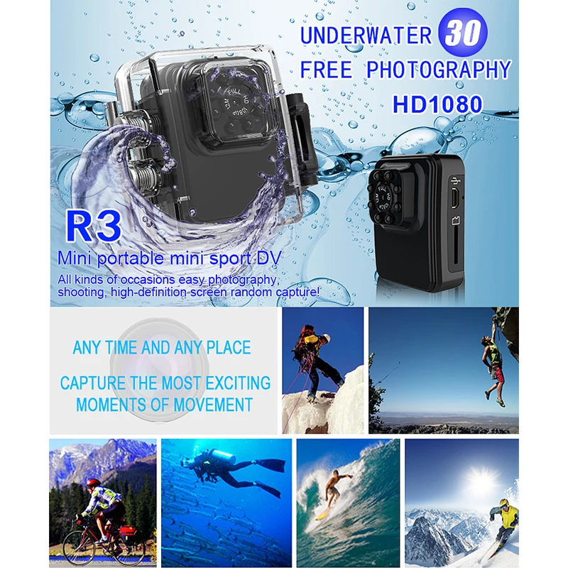 R3 Wifi мини микро камера HD Спорт DV DVR Видео Аудио видеокамера TF карта веб Открытый
