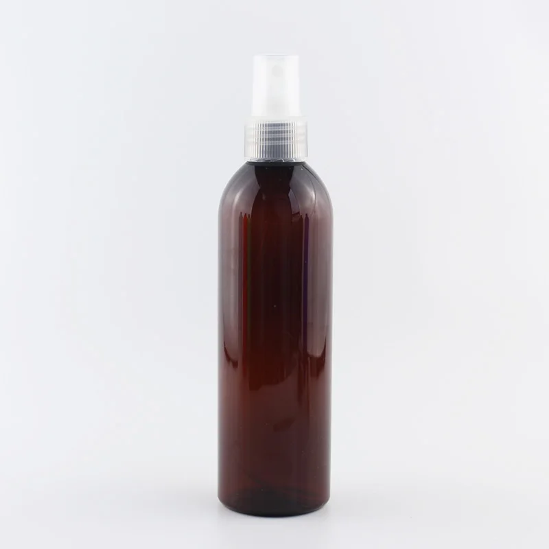 250 мл x 25 пустая бутылка для многоразового использования с пластиковый насос распылителя 250cc цветная пэт винтовая крышка флаконы для духов дорожная бутылка прозрачная крышка - Цвет: Brown Bottle Clear