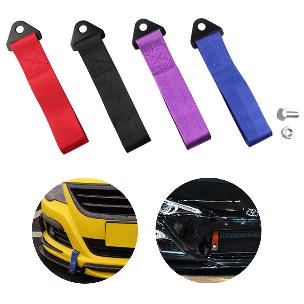 8-12 مللي متر الرياضية عالية القوة مقطورة سيارة حبل سحب هوك الأحمر Tow Strap وضعت سباق للمركبة الجبهة الخلفية الوفير