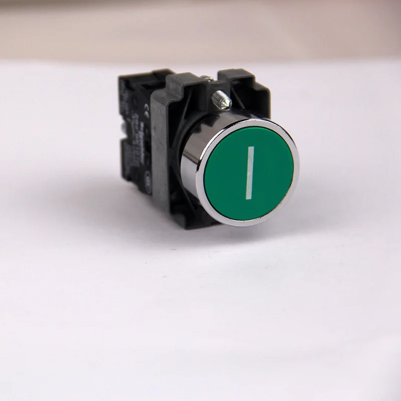 Momentary Green Flush Push Button Switches With Symbol logo 1N/O Spring