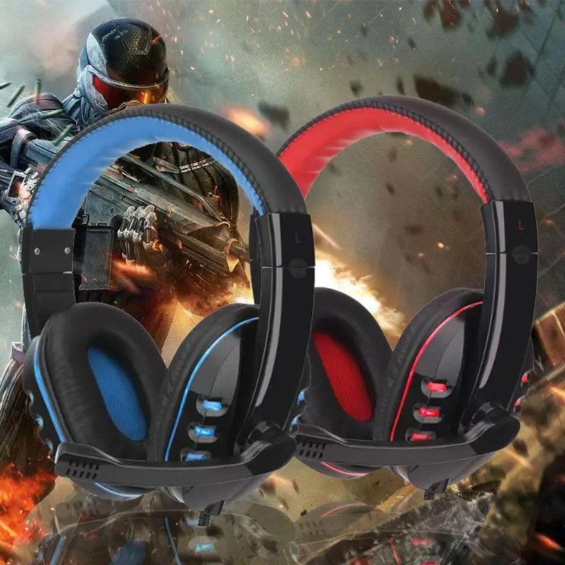 

amzdeal New Professional USB 3.5mm Wired Headband Stereo Gaming Headphone Earphone W/MIC For PC Gamer Game Earphone High Quality