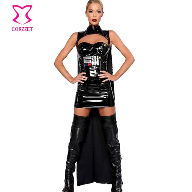 4-Piece Set Black PVC Leather Star Wars Cosplay Soldier Outfit Sexy Warrior Costume  Woman Carnival Halloween Costumes For Adults - AliExpress