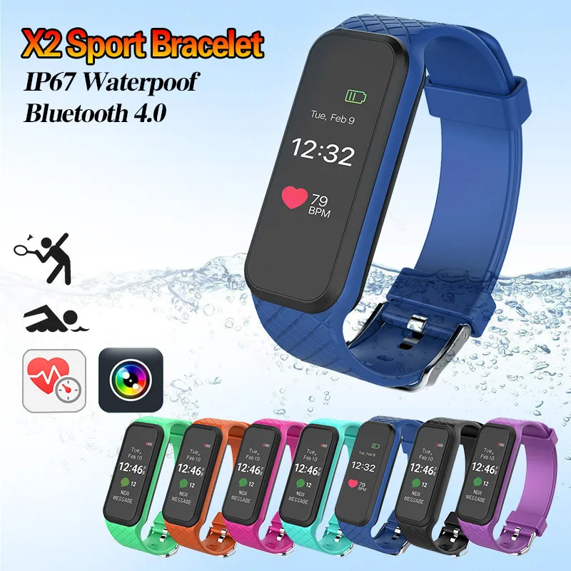 Newest X2 Smart Band Smartband Heart Rate Monitor Wristband Fitness Bracelet for Android iOS Fitbits Smart
