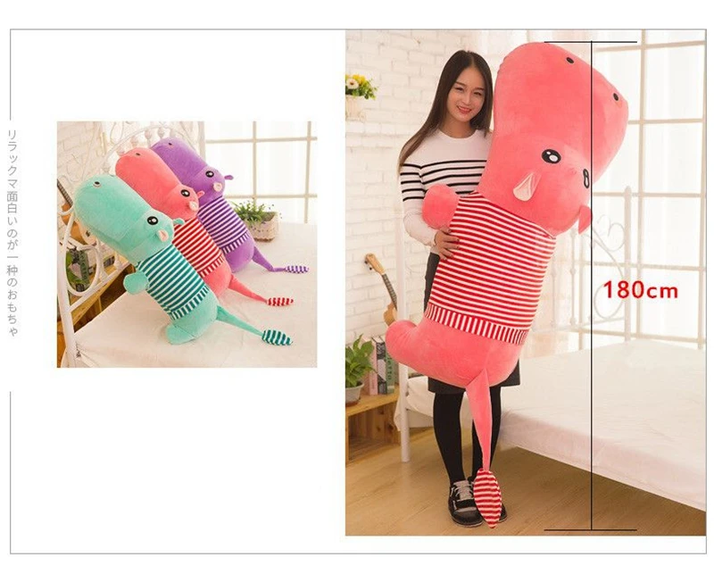 Dorimytrader Huge Soft Animal Lying Hippo Plush Toy Big Cartoon Hippos Doll Animals Pillow Gift for Girls and Boys Decoration 180cm 71inch DY61966 (12)