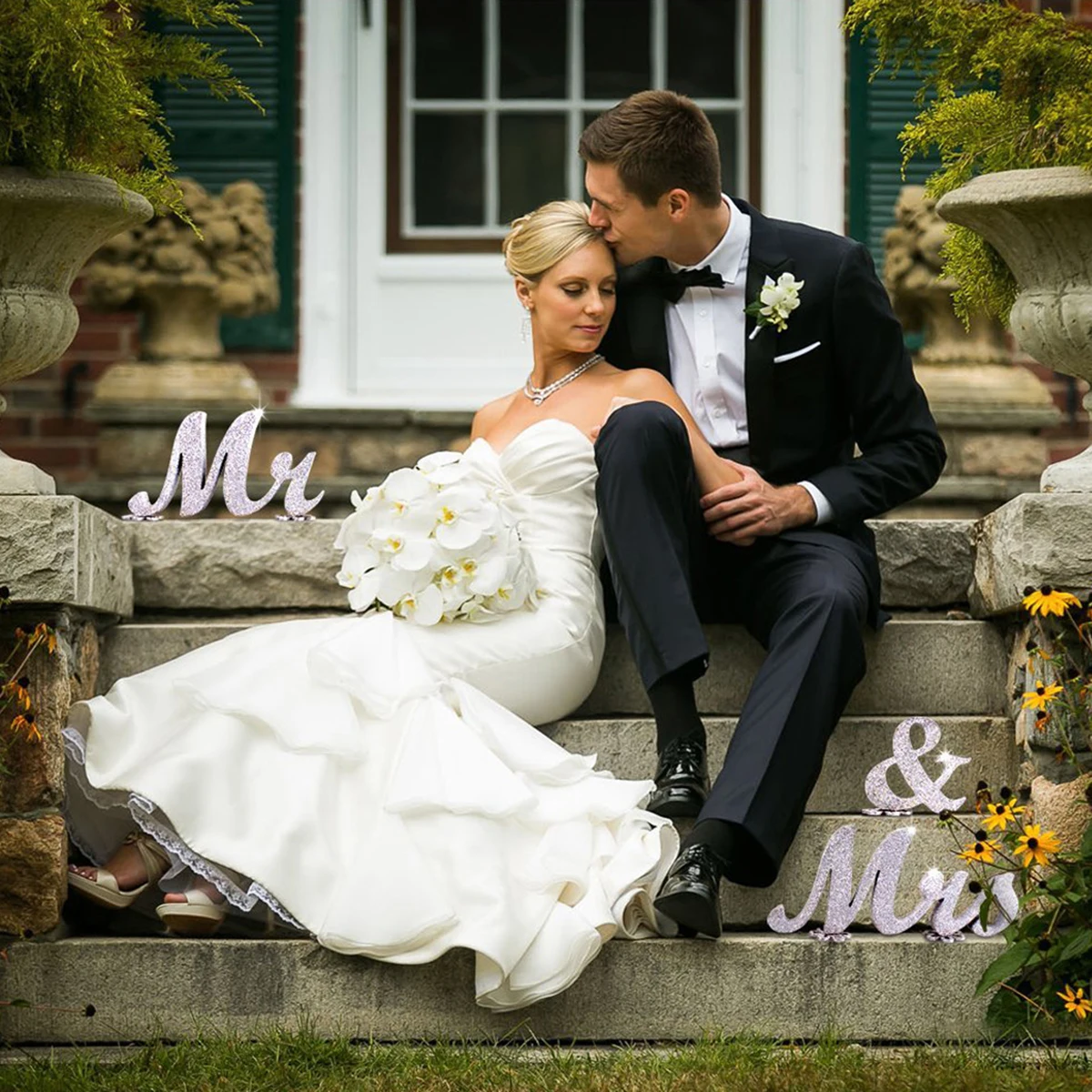 Блестки Mr& Mrs Деревянные Буквы Знак свадебный подарок для украшения свадебного стола(серебро