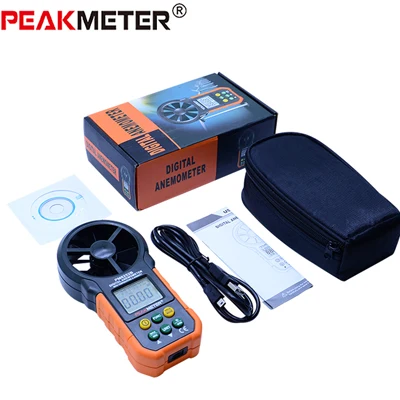 PEAKMETER PM6252A/B USB цифровой анемометр Температура Влажность скорость ветра объем воздуха измерительный прибор с ЖК-подсветкой - Цвет: PM6252B-Withbox