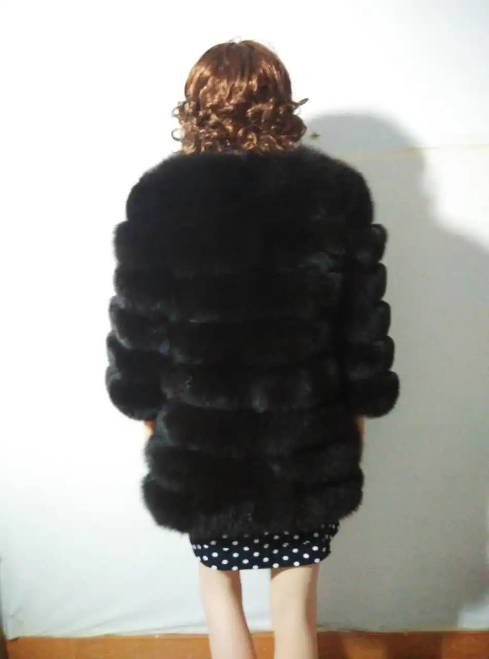 Jin Li Di Ang женское натуральное Настоящее пушистое блестящее пальто из лисьего меха зимняя верхняя одежда с рукавом три четверти теплое плотное пальто жилет