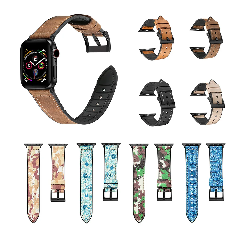 

Silicone Leather Strap Bracelet For Apple Watch band 4/3/2/1 Sport Replacement Wristband Accessories For iWatch 44/42/40/38mm