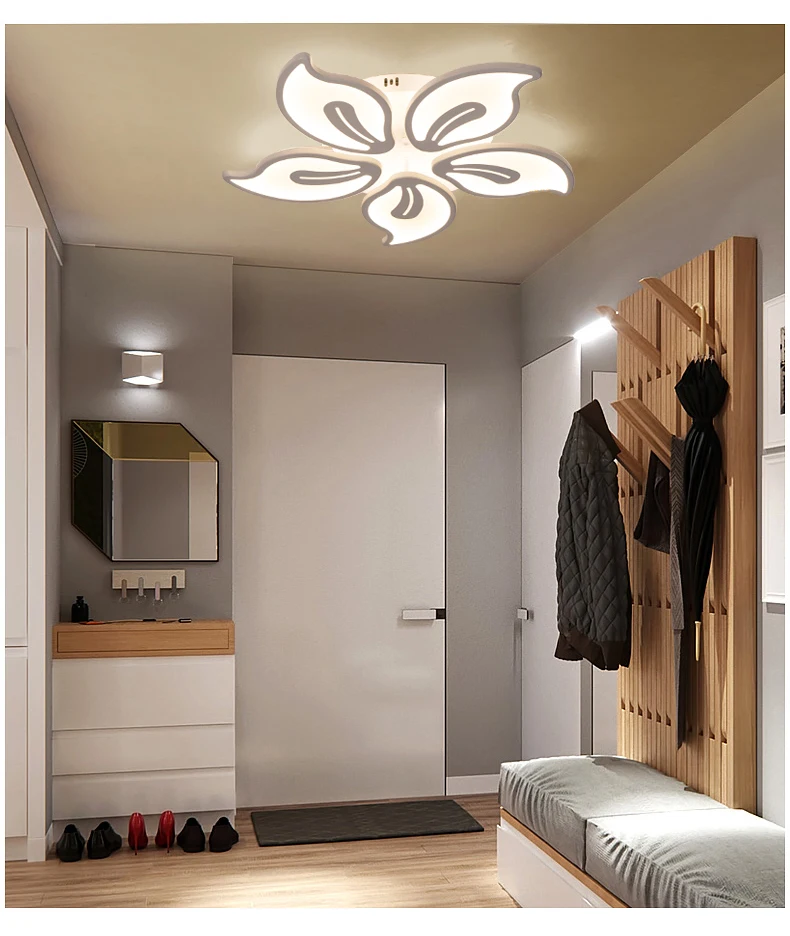 Современная светодиодная люстра, освещение для гостиной, спальни, столовой, блестящая белая потолочная люстра с пультом дистанционного управления